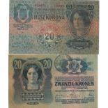 REGIONAL BUKOVINA, TRANSYLVANIA AND BANAT OVERPRINT ON AUSTRIAN AND HUNGARIAN NOTES TREASURY - 1919