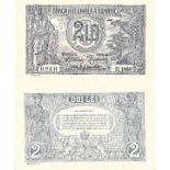 2 Lei (12.3.1915) dated 12th of March 1915, light blue, 3 signatures first variant
