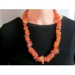 Superb necklace composed of 95 pieces of untreated baroque natural amber