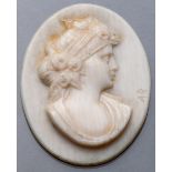 Cameo on ivory about an elegant lady in profile