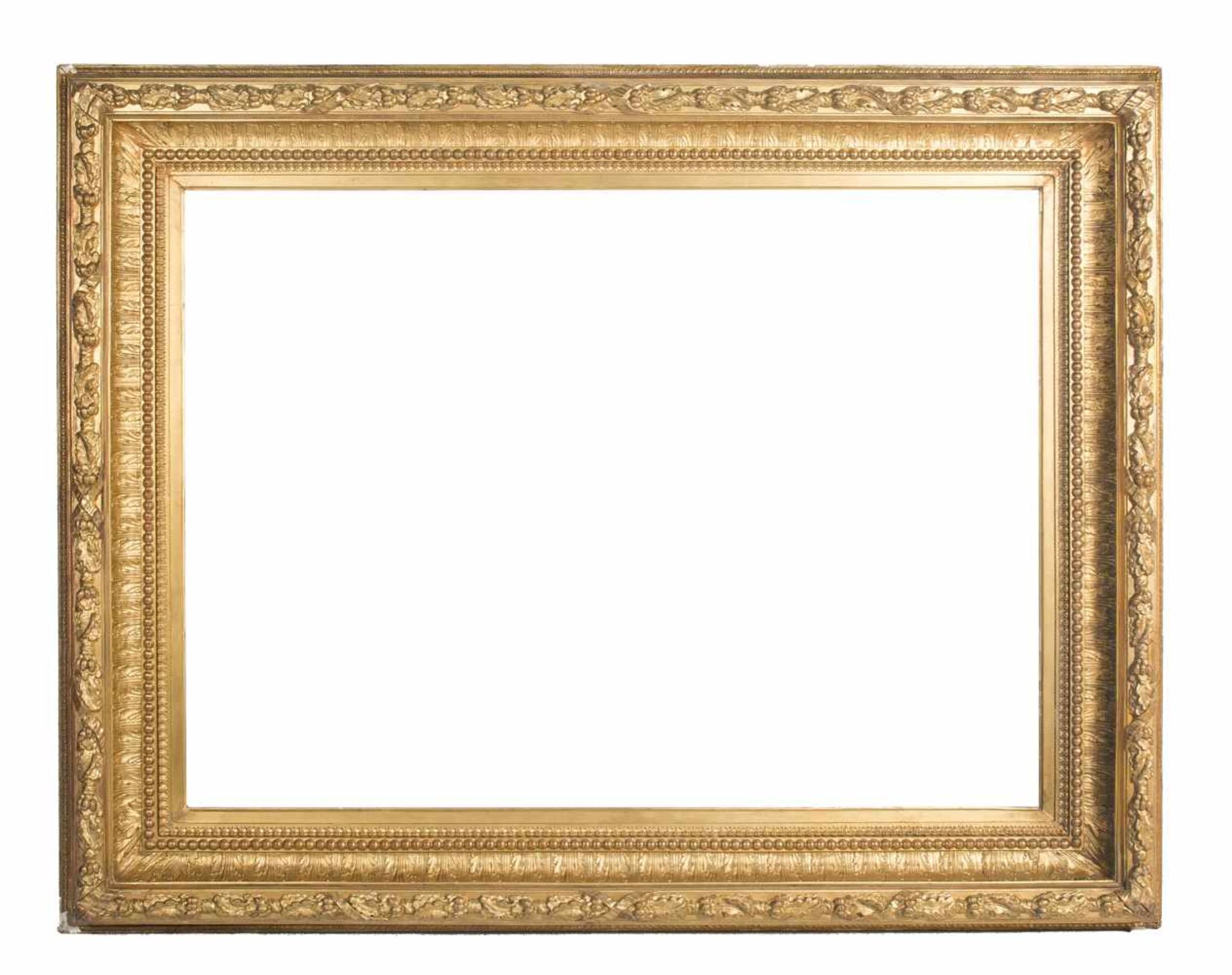 Large, carved and gilded wooden Spanish frame. 19th century.