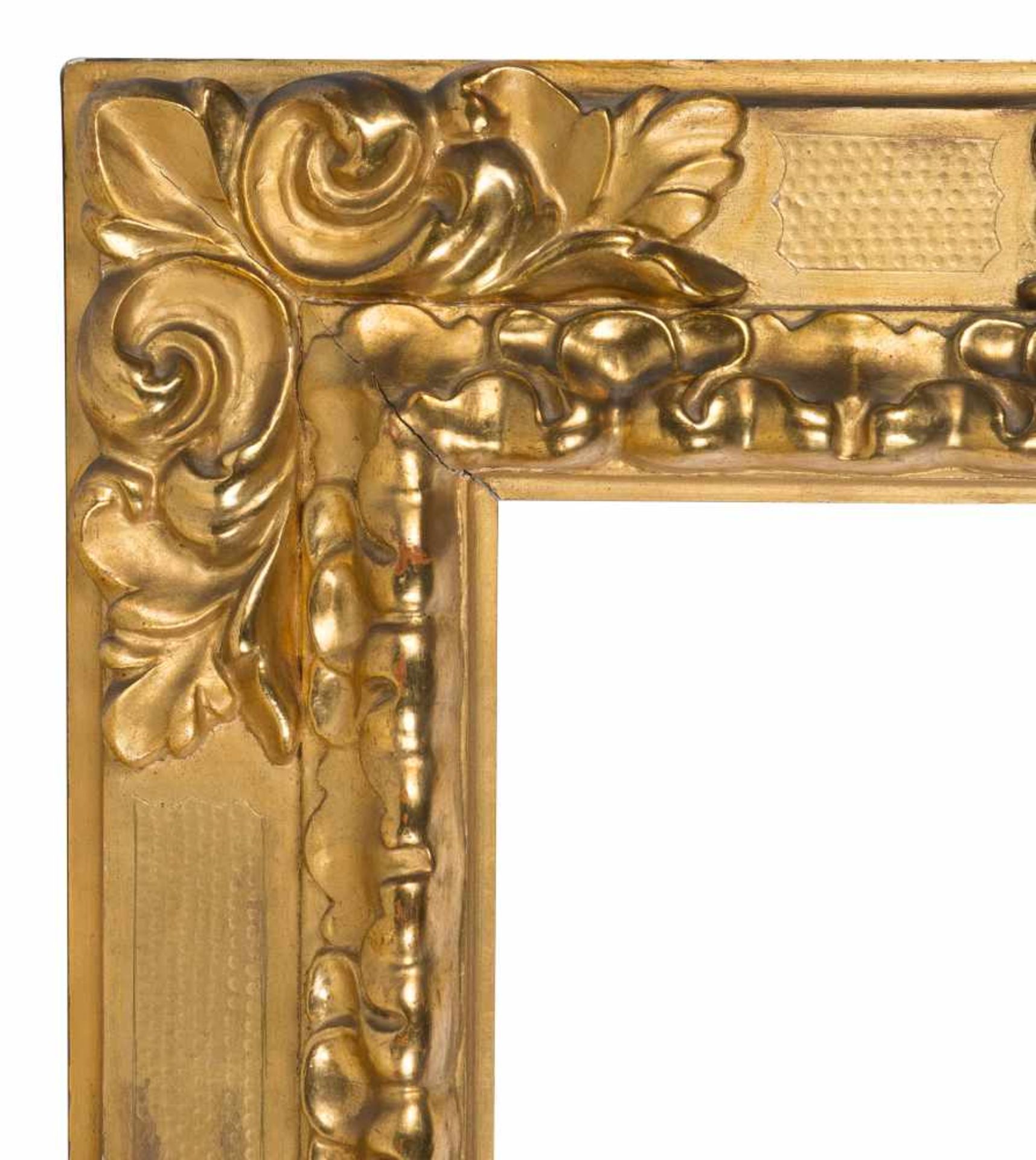 Carved and gilded wooden frame. 19th century. - Bild 2 aus 3