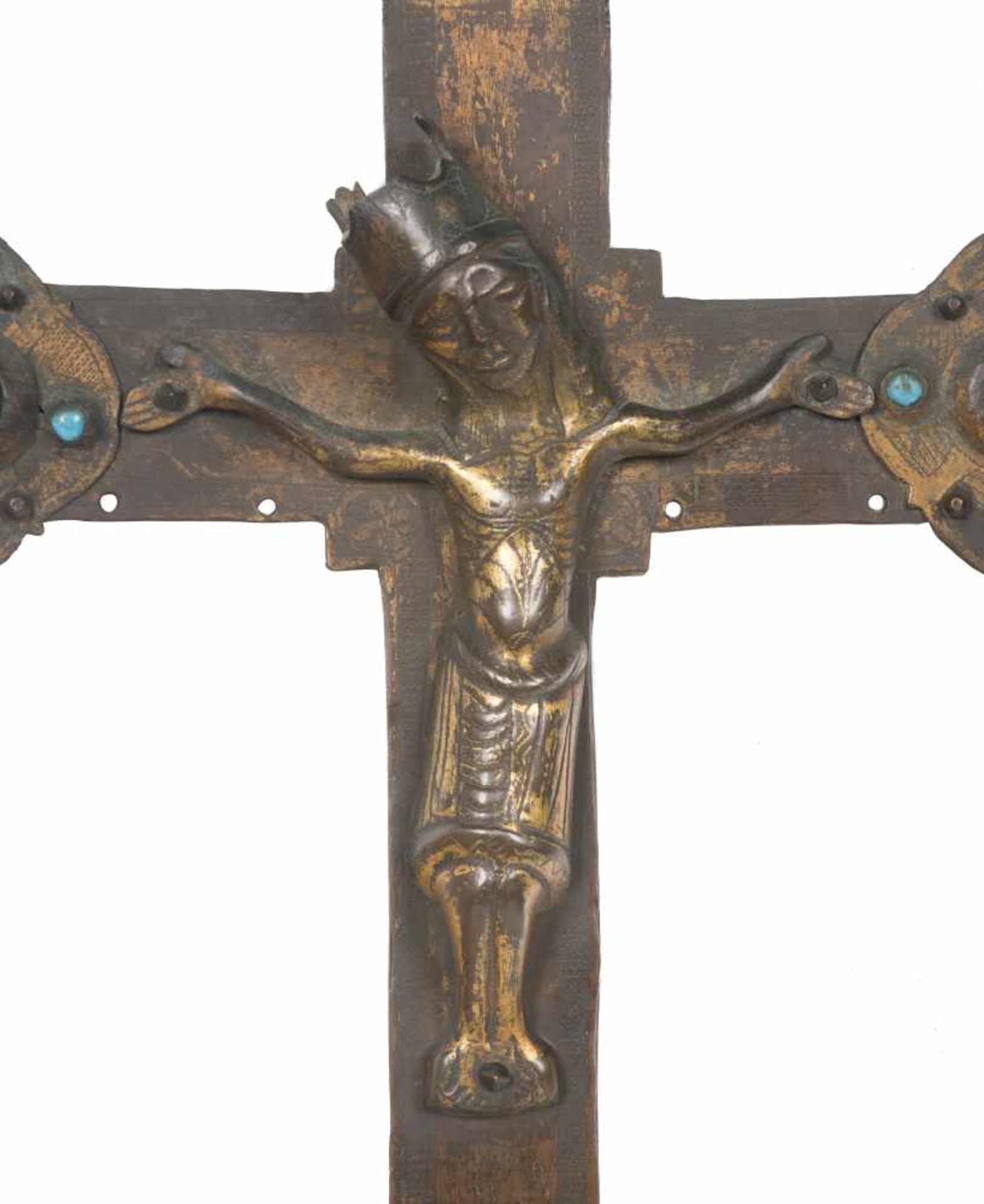 Gilded and chased processional crucifix. Spain. Gothic. 14th century. - Bild 4 aus 10