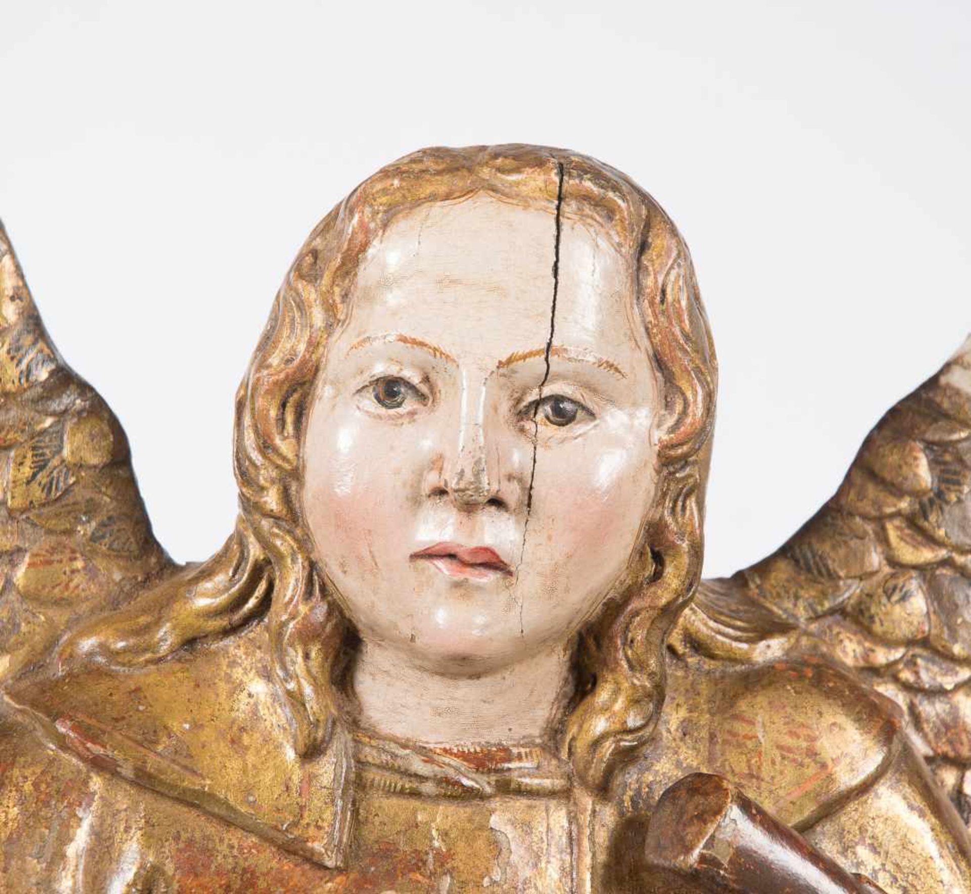 Angels. Pair of carved, gilded and polychromed wooden sculptures. Burgos. Gothic. 15th century. - Bild 10 aus 10