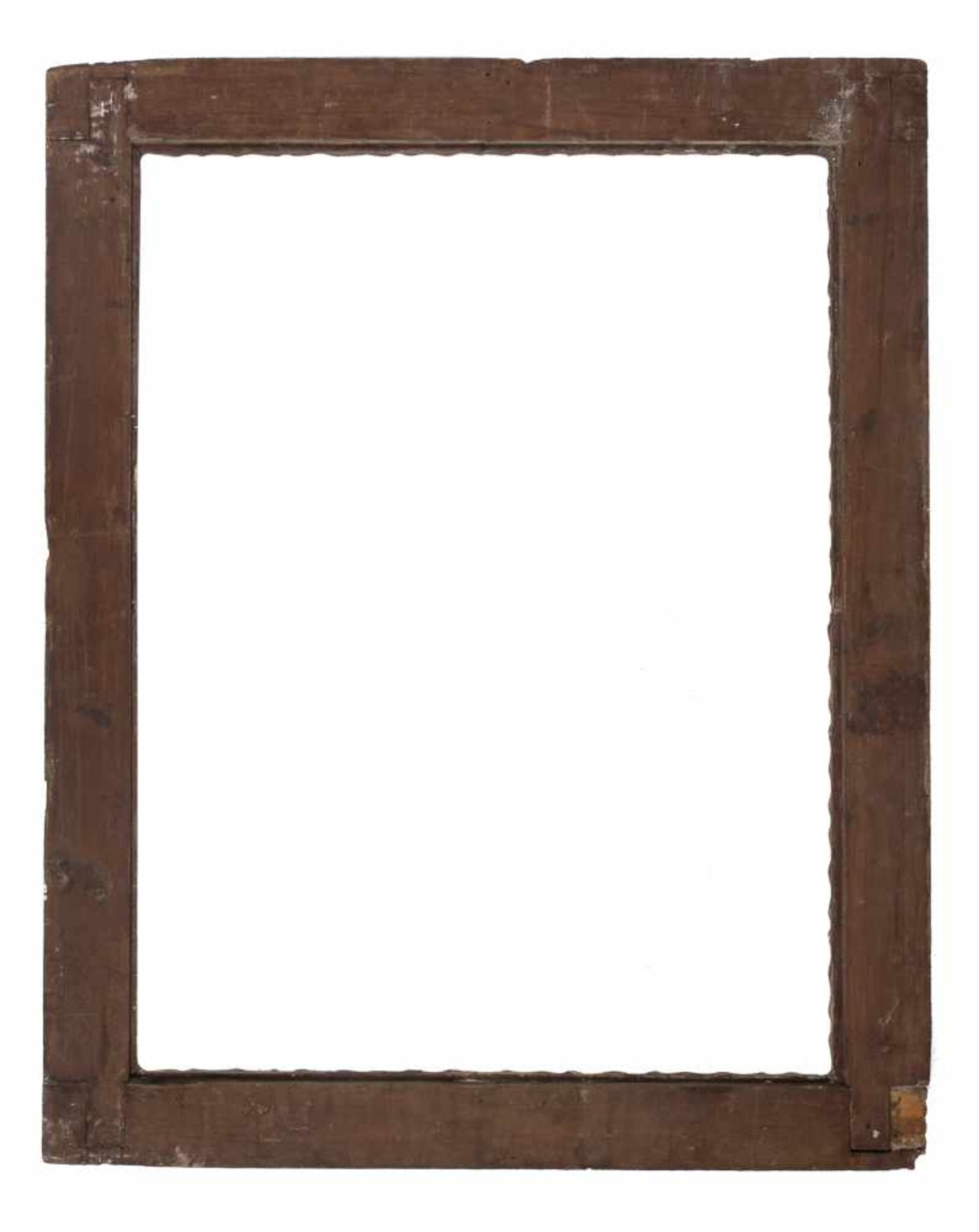 Large, carved wooden frame with polychrome and gilt residue. 17th century. - Bild 3 aus 3