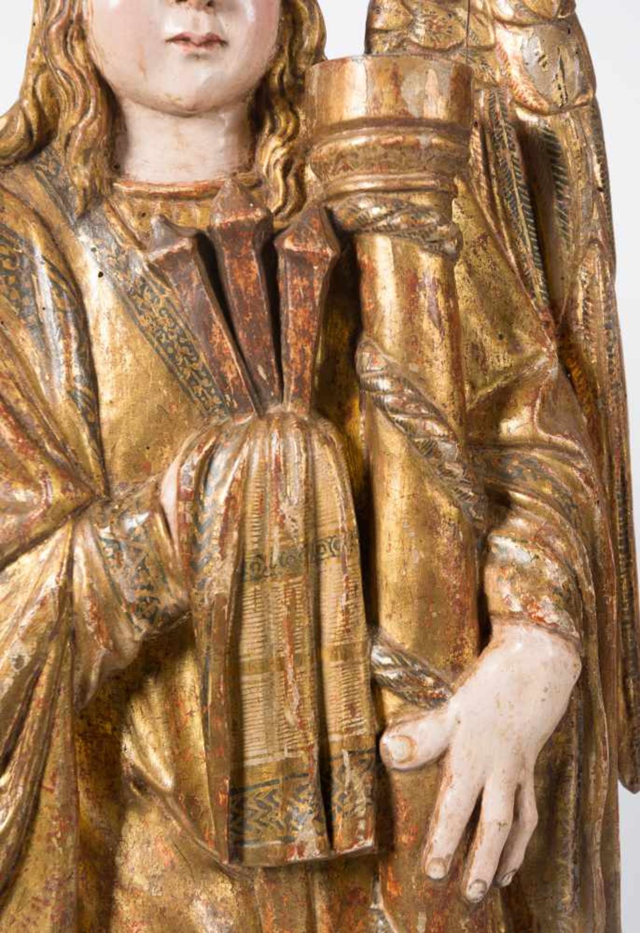 Angels. Pair of carved, gilded and polychromed wooden sculptures. Burgos. Gothic. 15th century. - Bild 8 aus 10