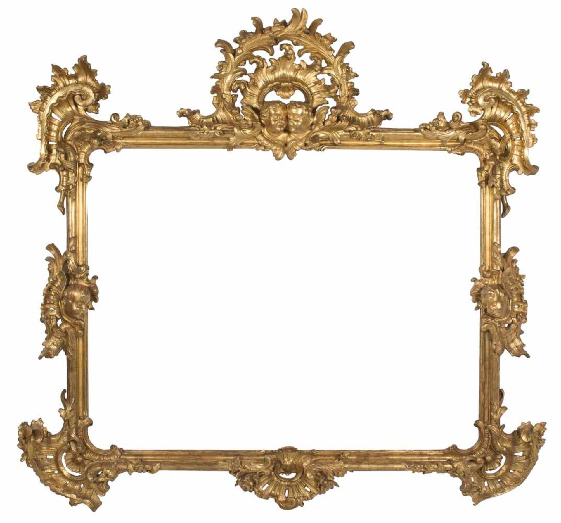 Large spanish carved and gilded wooden frame. Luis XV style. 18th century.