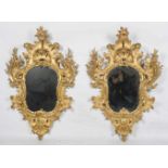 Pair of carved cornucopias gilded in three golds. Charles III period (Spain). 18th century.