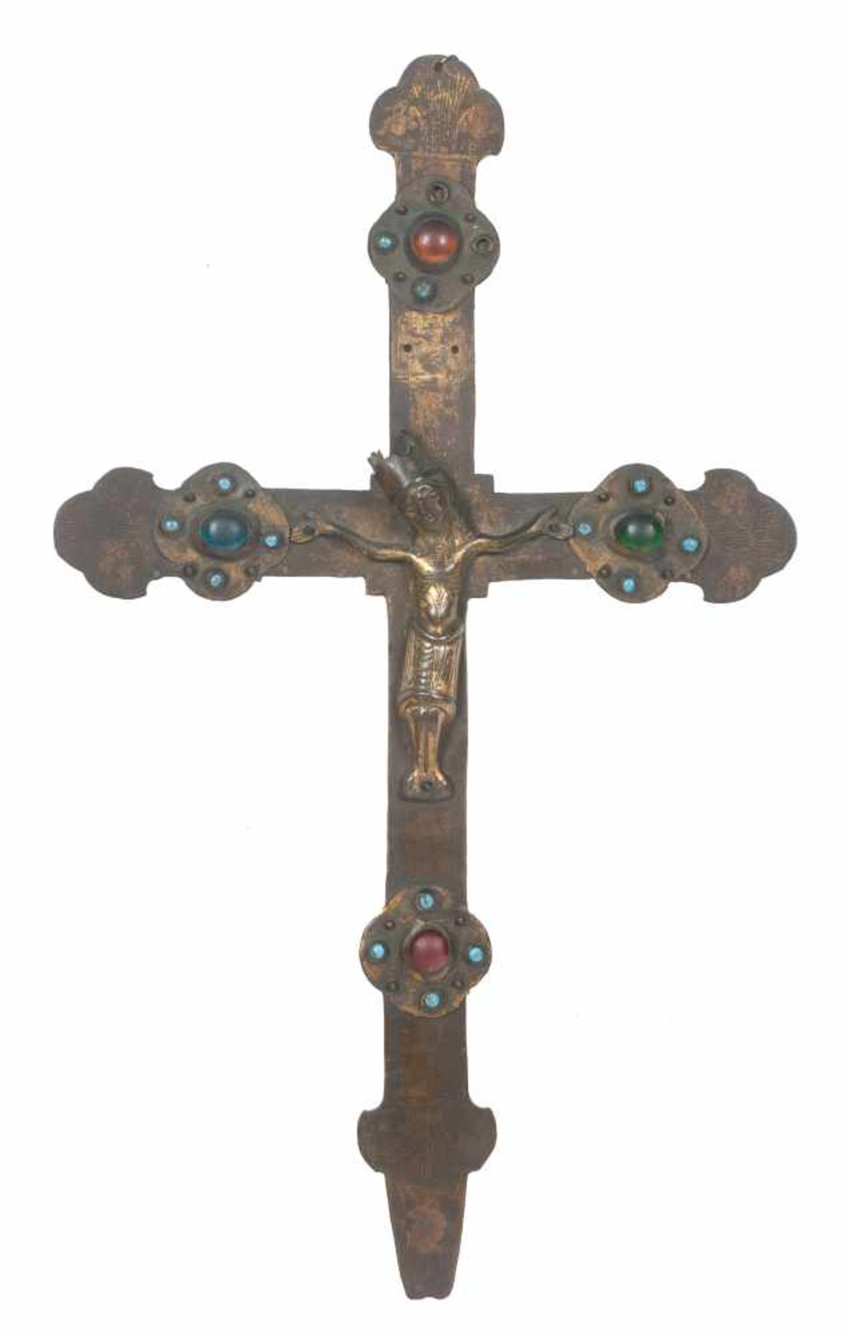 Gilded and chased processional crucifix. Spain. Gothic. 14th century.