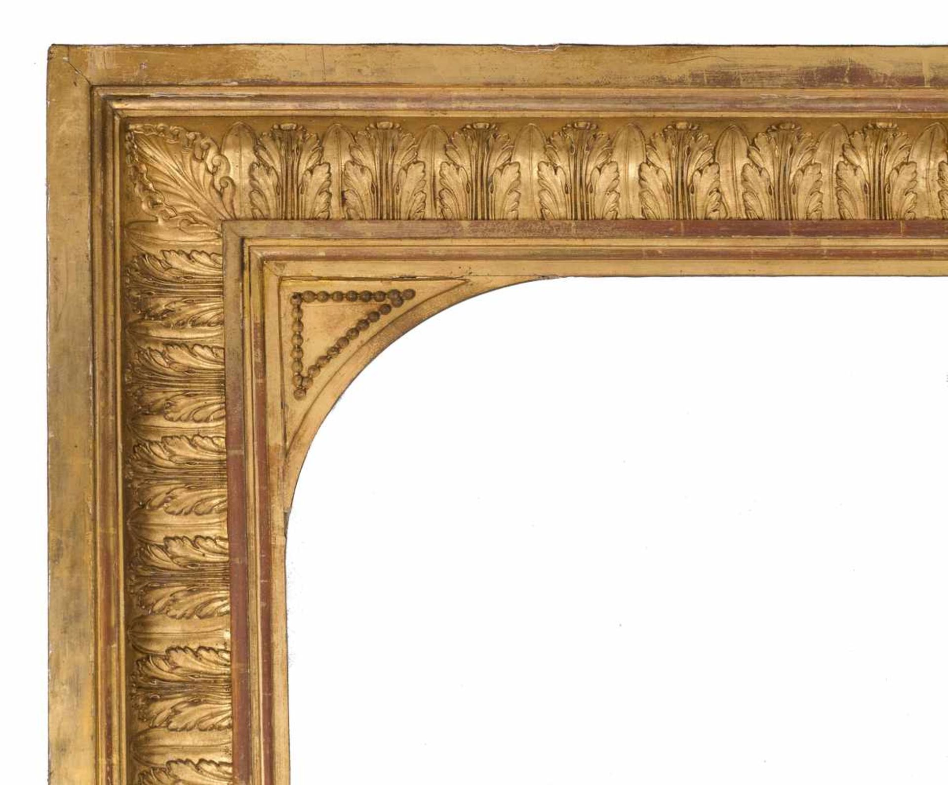 Large carved, stuccoed and gilded frame. Empire period. 19th century. - Bild 2 aus 3