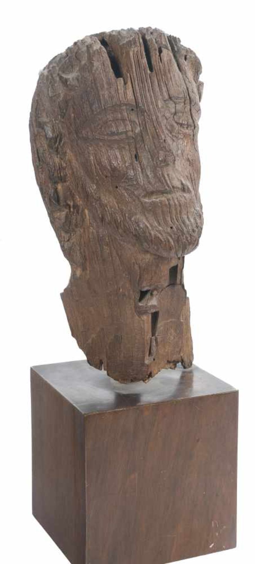 Head of Christ. Carved wooden sculpture. Romanesque. 13th century.