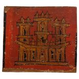 Fragment of polychromed wooden coffering. Aragon or Valencia. Gothic. 15th century.