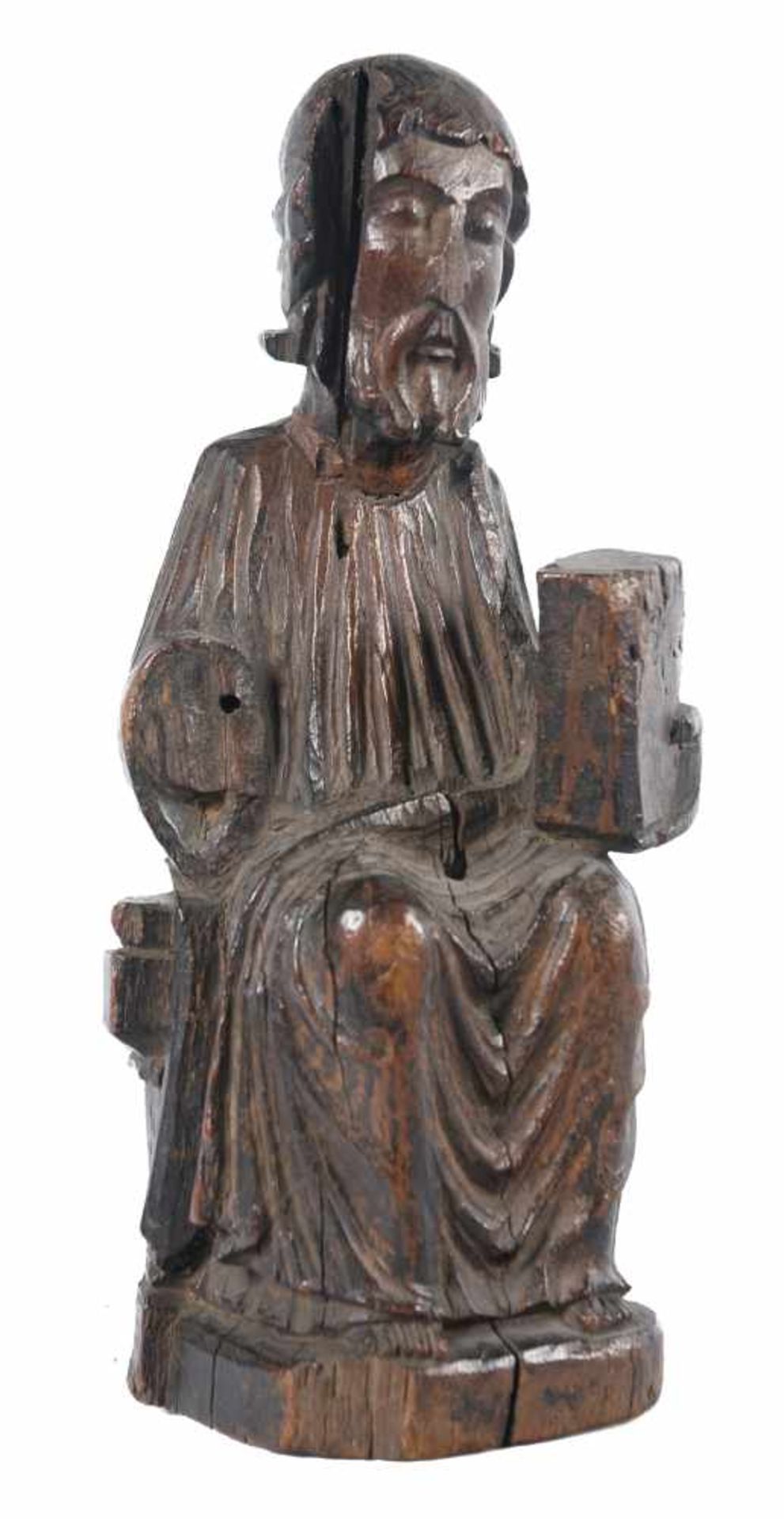 Christ in Majesty” or Maiestas Domini". Carved wooden sculpture. Romanesque. 12th – 13th century.