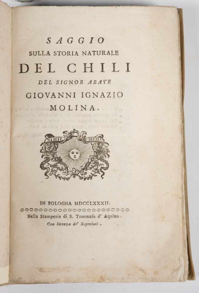 Molina, Giovanni Ignazio. "Saggio sulla storia naturalle del Chili del Signor Abate Giovanni Ignazio - Image 4 of 10