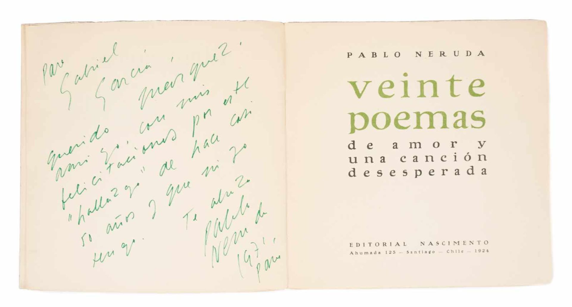 Neruda, Pablo. "Veinte poemas de amor y una canción desesperada" (Twenty love poems and a song of