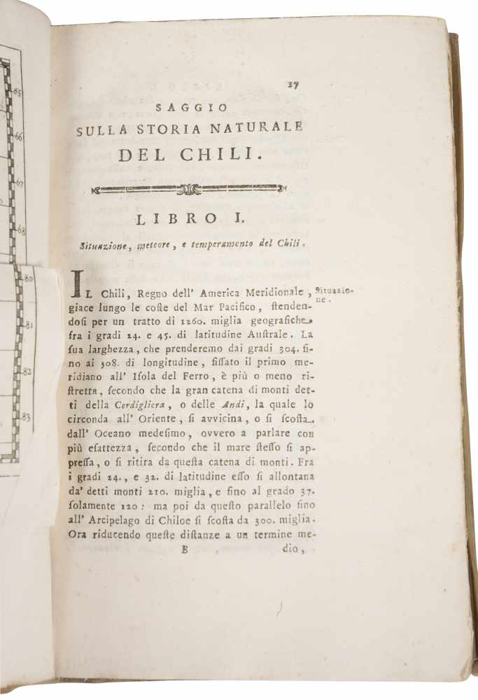 Molina, Giovanni Ignazio. "Saggio sulla storia naturalle del Chili del Signor Abate Giovanni Ignazio - Image 5 of 10