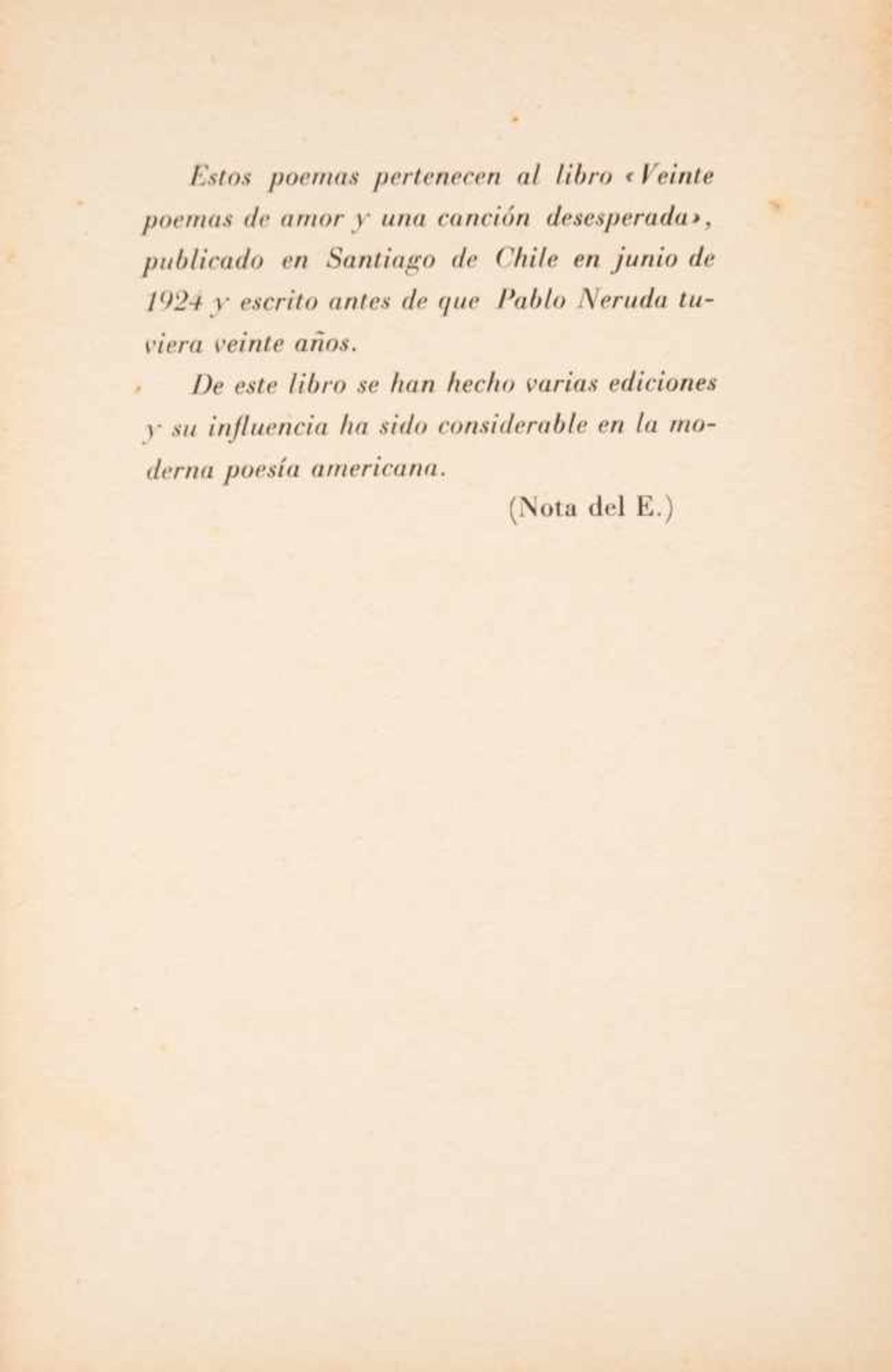 Neruda, Pablo. Primeros poemas de amor. (First love poems) 1st edition. Madrid: Published by - Bild 2 aus 4
