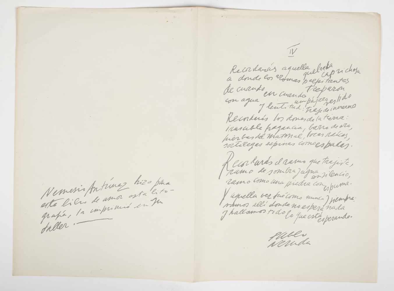 Pablo Neruda. Documentary set consisting of three black and white photographs, three handwritten - Image 19 of 56