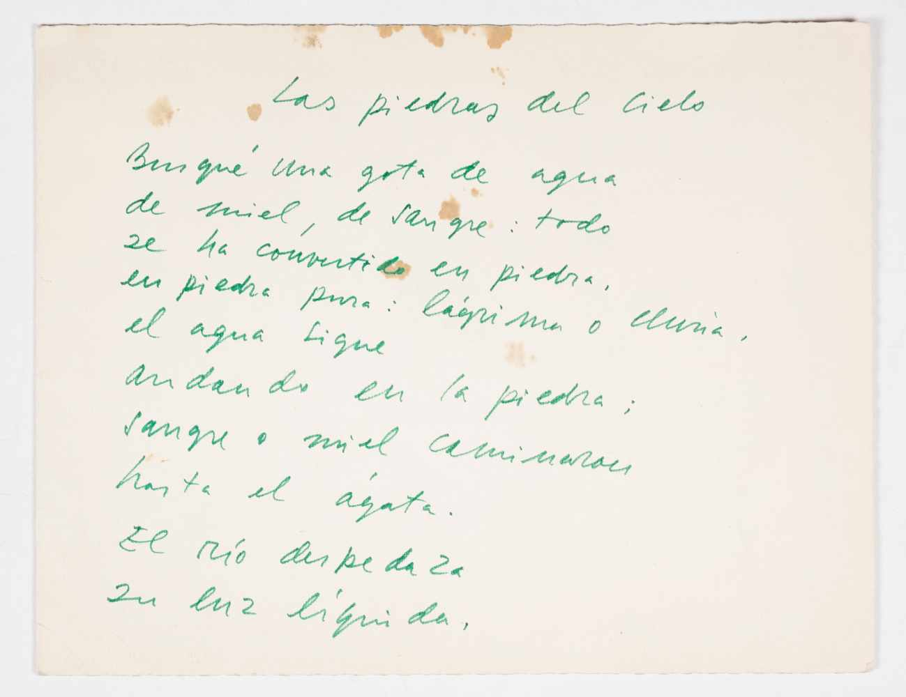 Neruda, Pablo. “Las piedras del cielo” (Heaven Stones / Stones of the Sky). (4 pages). Poem