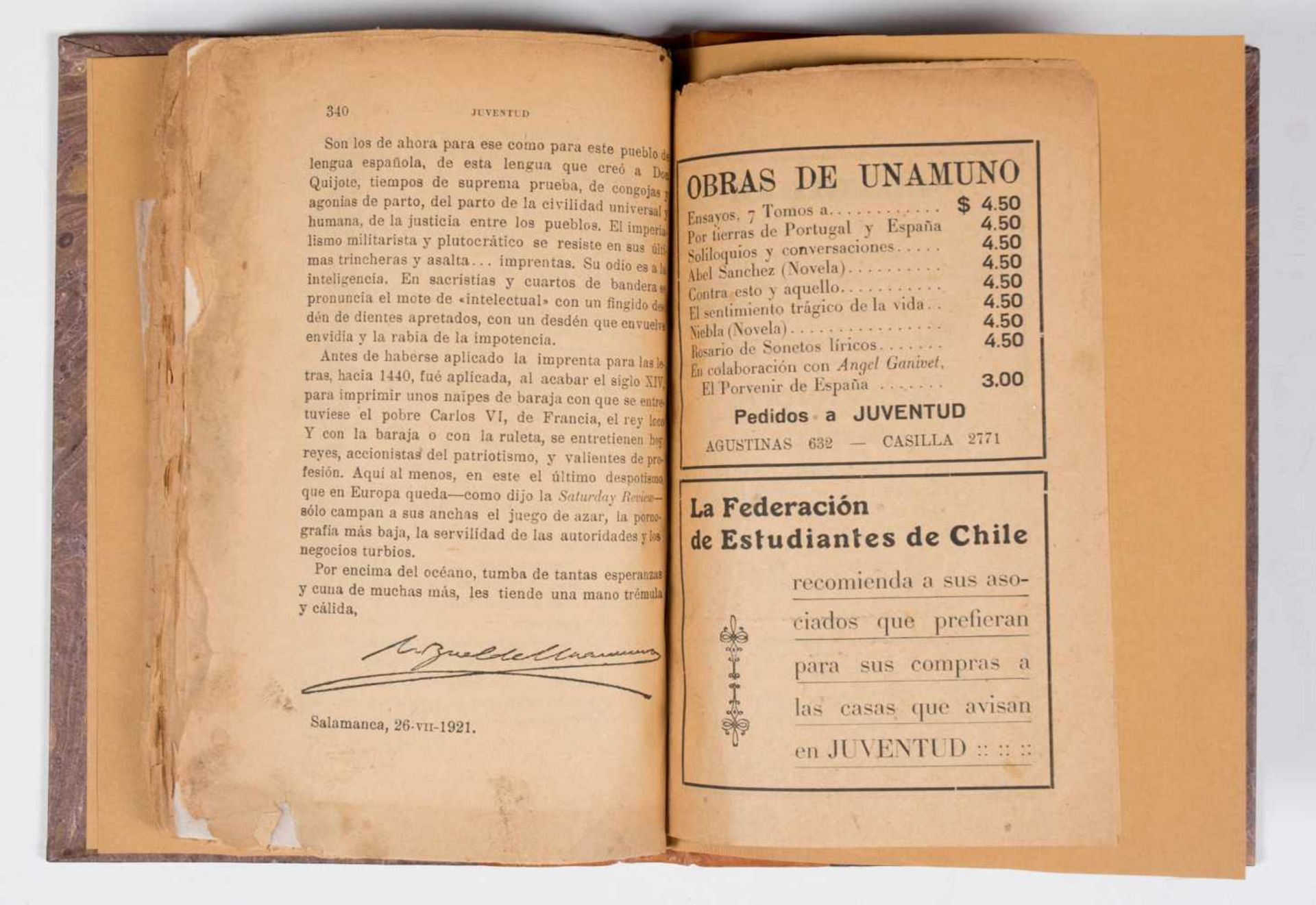 Magazine "Juventud" and student newspaper "Claridad". Santiago de Chile, 1921. Signed by OPablo - Bild 4 aus 4