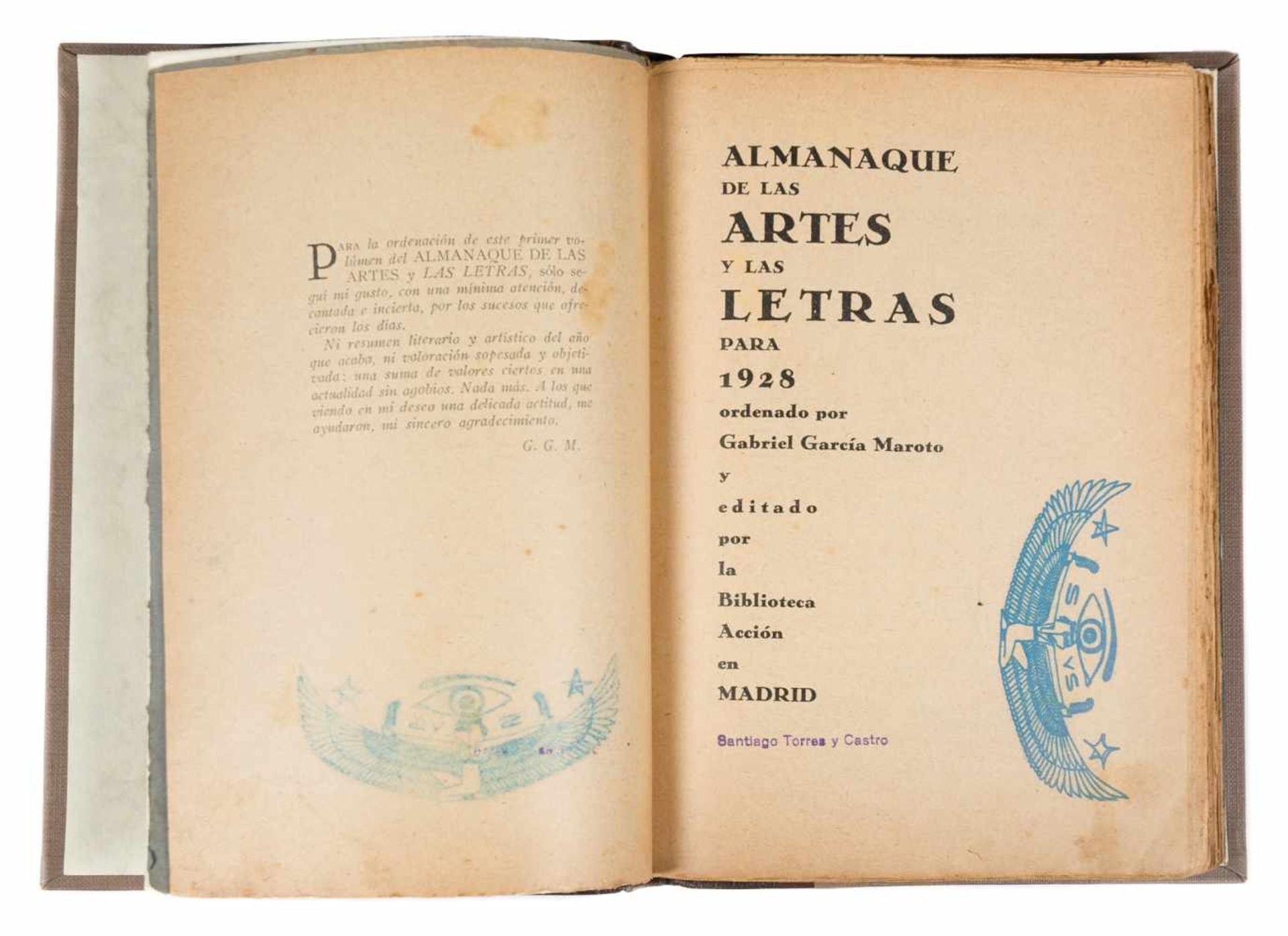 García Maroto, Gabriel. "Almanaque de las artes y las letras para 1928". (Writers and artists
