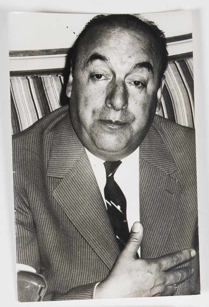 Lot of 7 original black and white photographs of Pablo Neruda. Agency photographs. Measurements: (2)