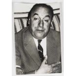 Lot of 7 original black and white photographs of Pablo Neruda. Agency photographs. Measurements: (2)