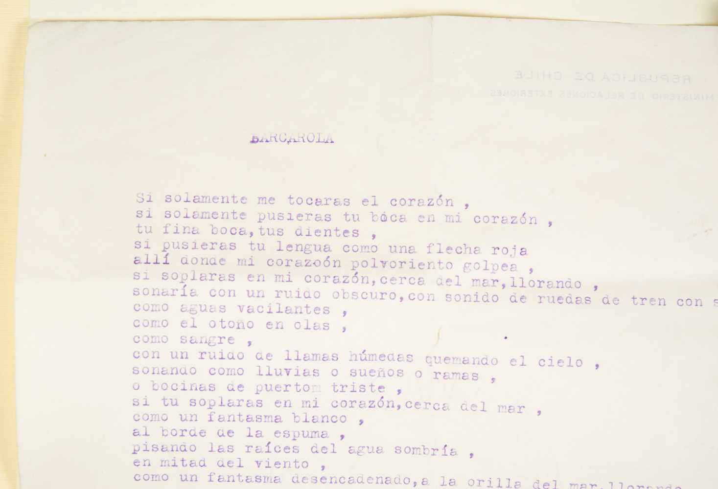 Pablo Neruda. Documentary set consisting of three black and white photographs, three handwritten - Image 8 of 56