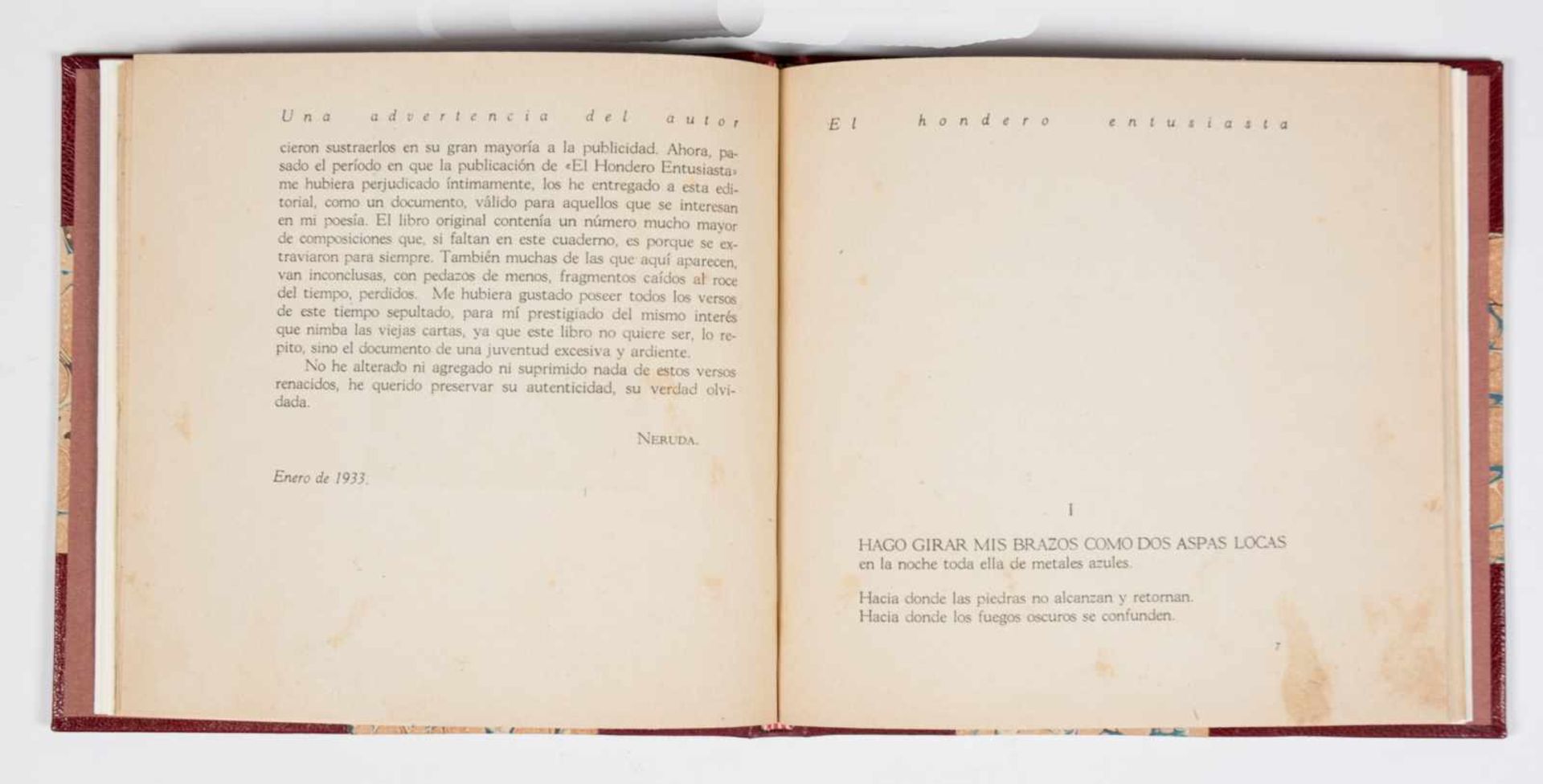 Neruda, Pablo. "El hondero entusiasta". 1st edition. Santiago de Chile. Published by Imprenta - Bild 4 aus 6