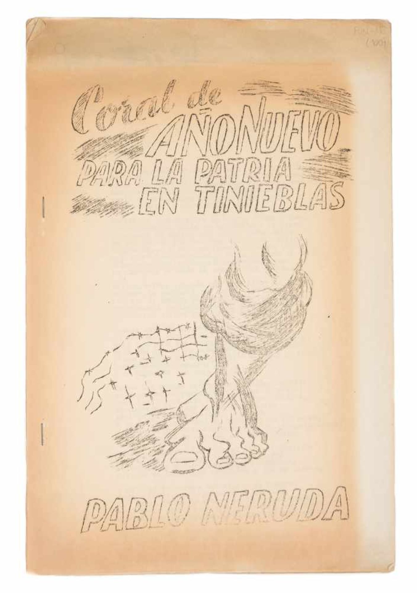 Neruda, Pablo; illustrated by Gabriel Bracho. "Coral de año nuevo para la patria en tinieblas".