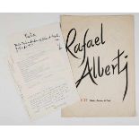 Alberti, Rafael . Lot of two documents: - Canción 37: (baladas y canciones del Paraná). (1962). (4