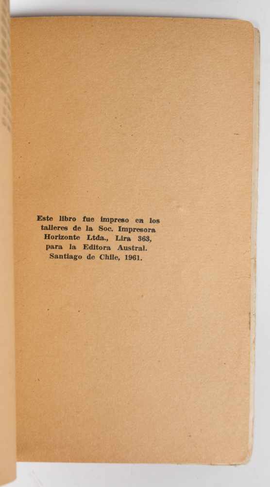 Neruda, Pablo. “Canción de gesta”. Santiago de Chile. Published by Austral, 1961. 2nd edition. 85 p. - Image 3 of 3