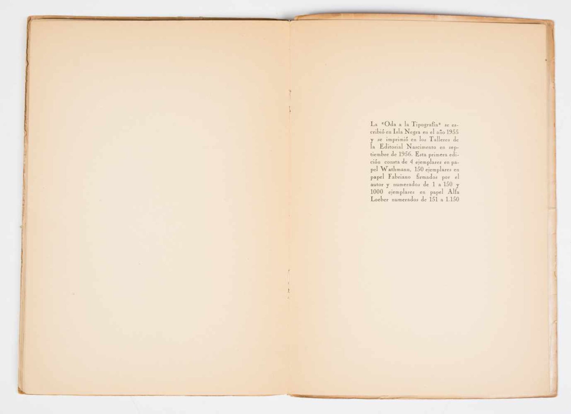Neruda, Pablo. "Oda a la tipografía". (Ode to typography). 1st edition. Santiago de Chile. Published - Bild 5 aus 6