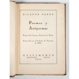 Parra, Nicanor. "Poemas y antipoemas". 1st edition. Santiago: Published by Nascimento, 1954. 158