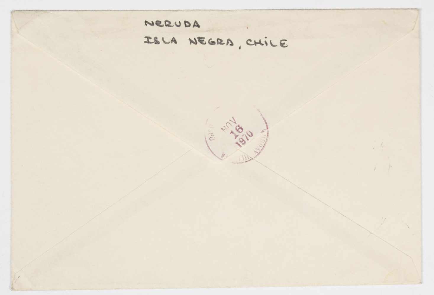 - Letter from Pablo Neruda addressed to Luis Zara, a New York editor of Mineral Digest. Isla - Image 3 of 3