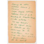 Fragment of the manuscript of the poem “Oda a la ciruela”. (1 p.).Fragment of the manuscript of