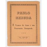 Neruda, Pablo. "8 poemas de amor y una presentación desesperada". 1st edition. Buenos Aires.