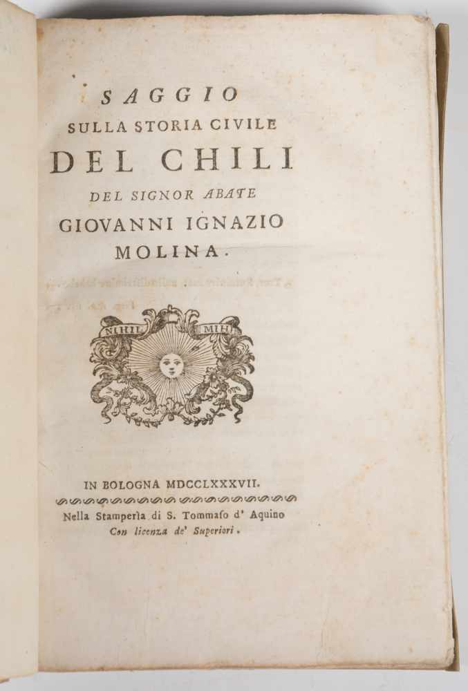 Molina, Giovanni Ignazio. "Saggio sulla storia naturalle del Chili del Signor Abate Giovanni Ignazio - Image 7 of 10