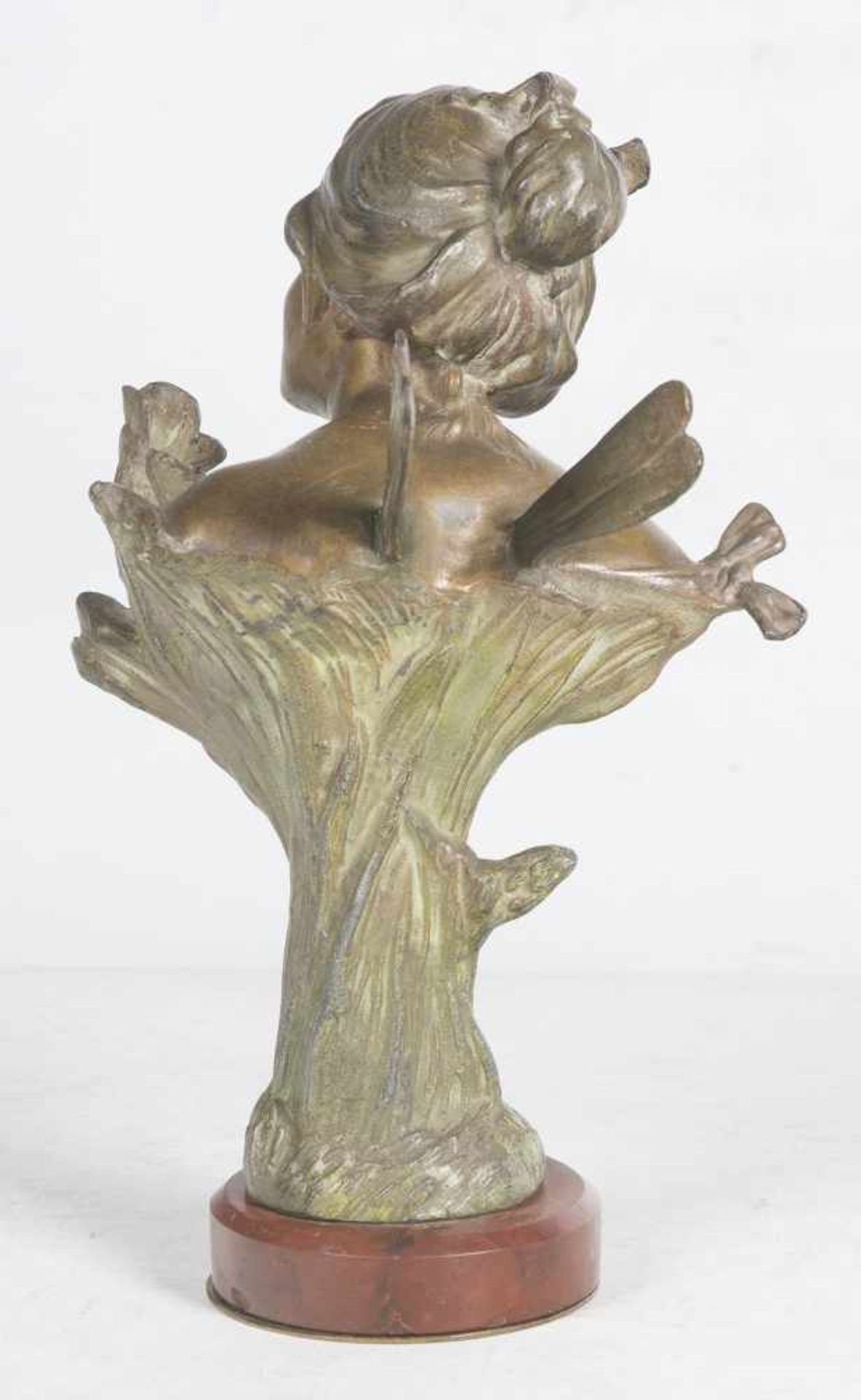 "Libelulle" (Dragonfly). Patinated calamine figure. Signed Fabreuil. France. Art Nouveau. Circa - Bild 3 aus 3