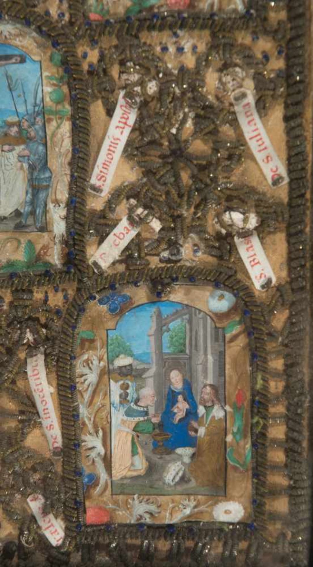 Hispanic-Flemish School. Gothic. 15th century.Reliquary and set of five miniatures in tempera and - Bild 4 aus 6