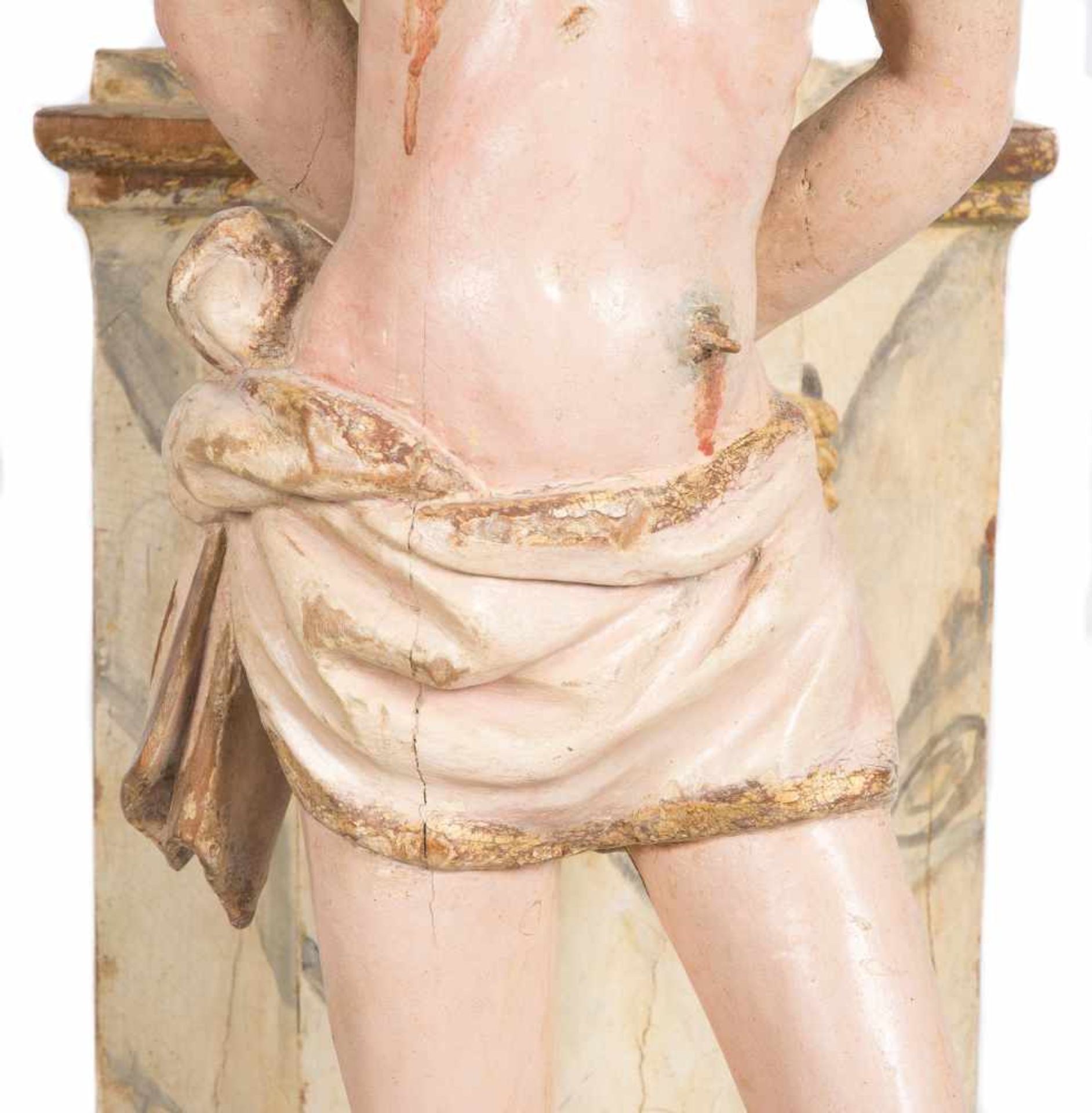 "Saint Sebastian". Carved, gilded and polychromed wooden sculpture. Flemish School. Circa 1500.75 - Bild 9 aus 9