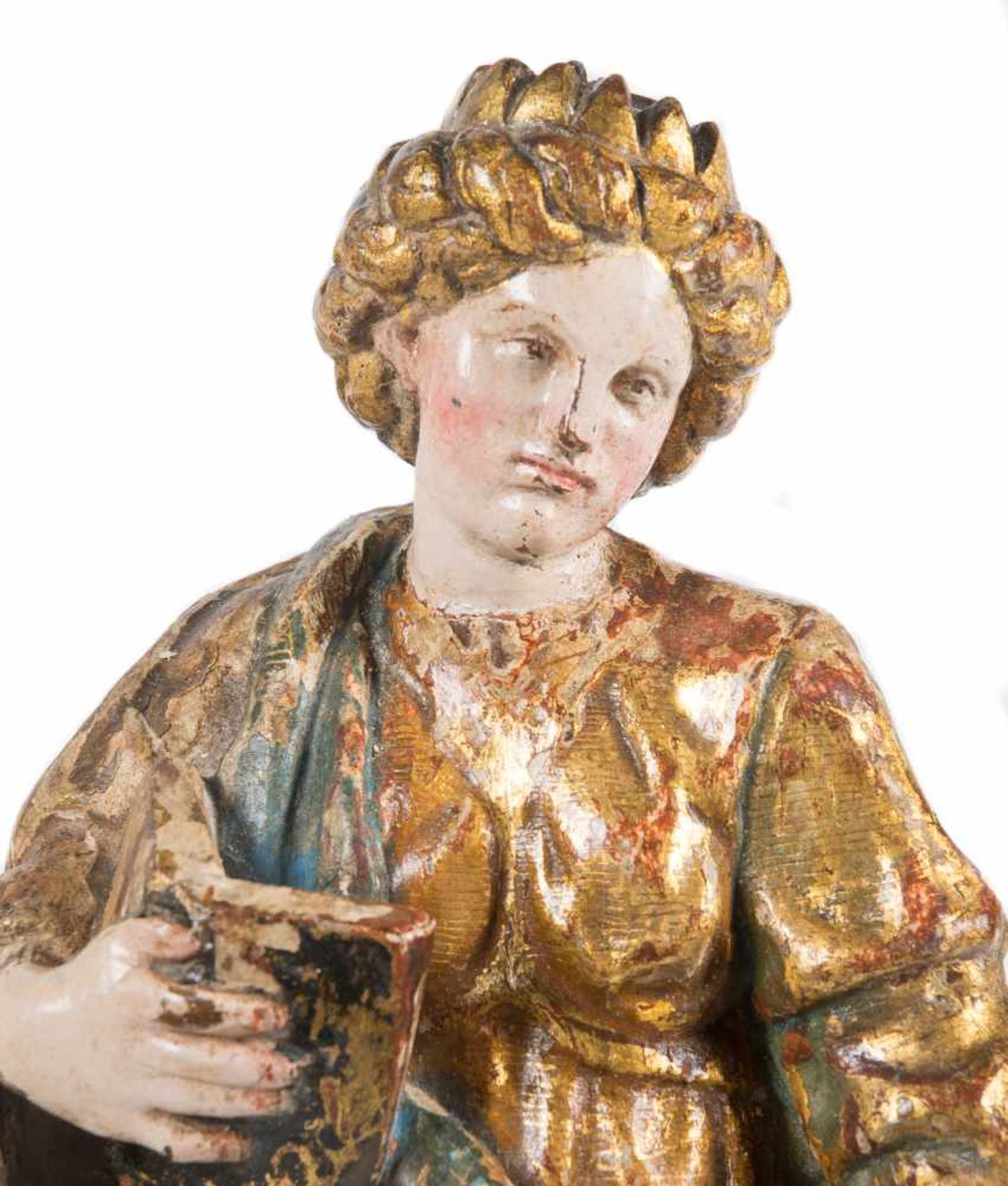 16th century Castilian School. Renaissance."Saint Catherine"Carved, gilded and polychromed - Bild 4 aus 5