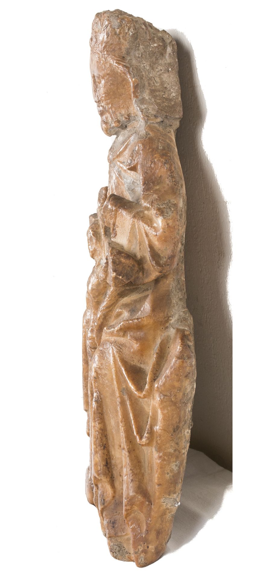 "Holy trinity". Alabaster figure with polychrome residue. Gothic. 14th century. - Bild 7 aus 8