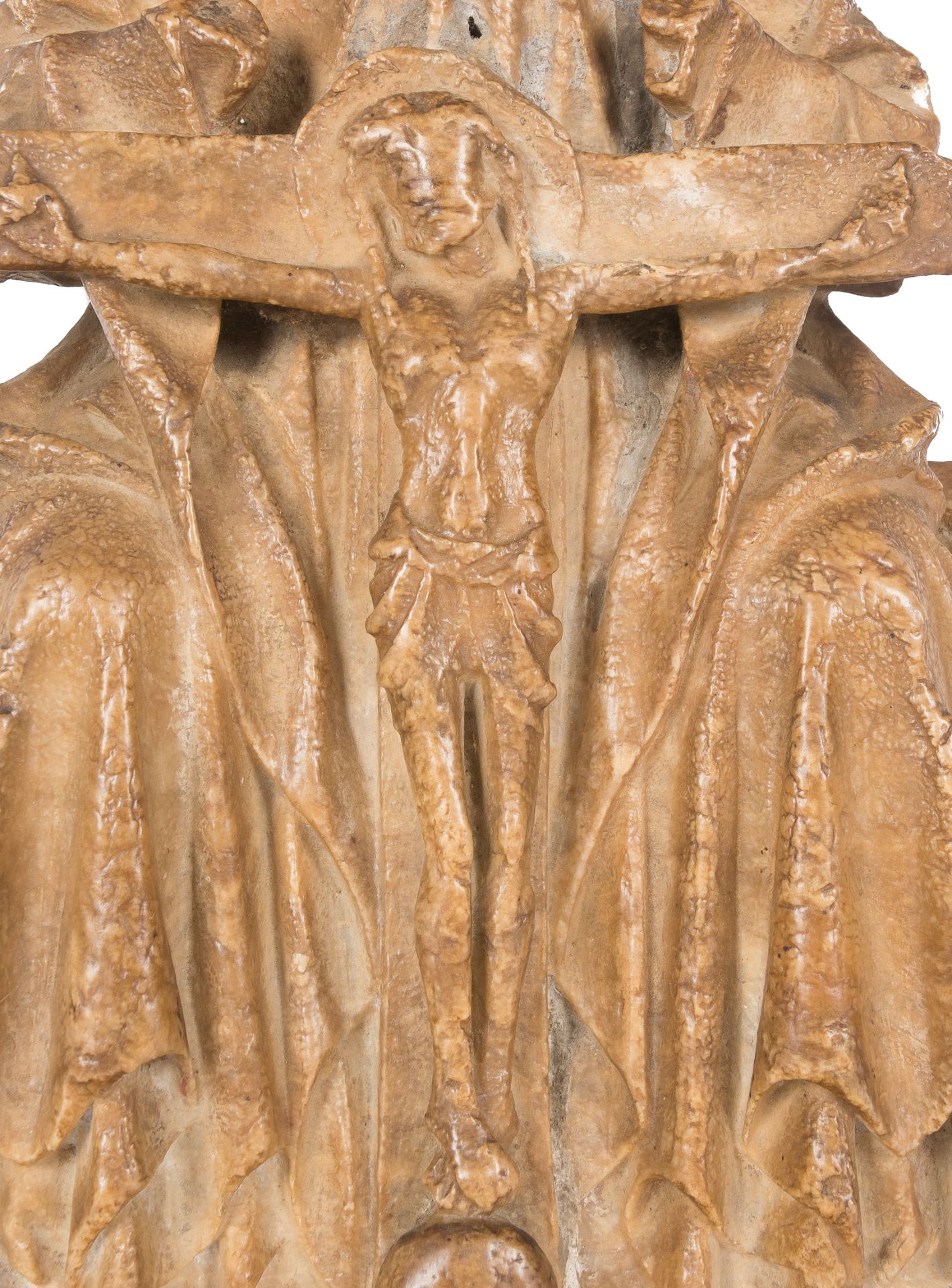 "Holy trinity". Alabaster figure with polychrome residue. Gothic. 14th century. - Bild 5 aus 8