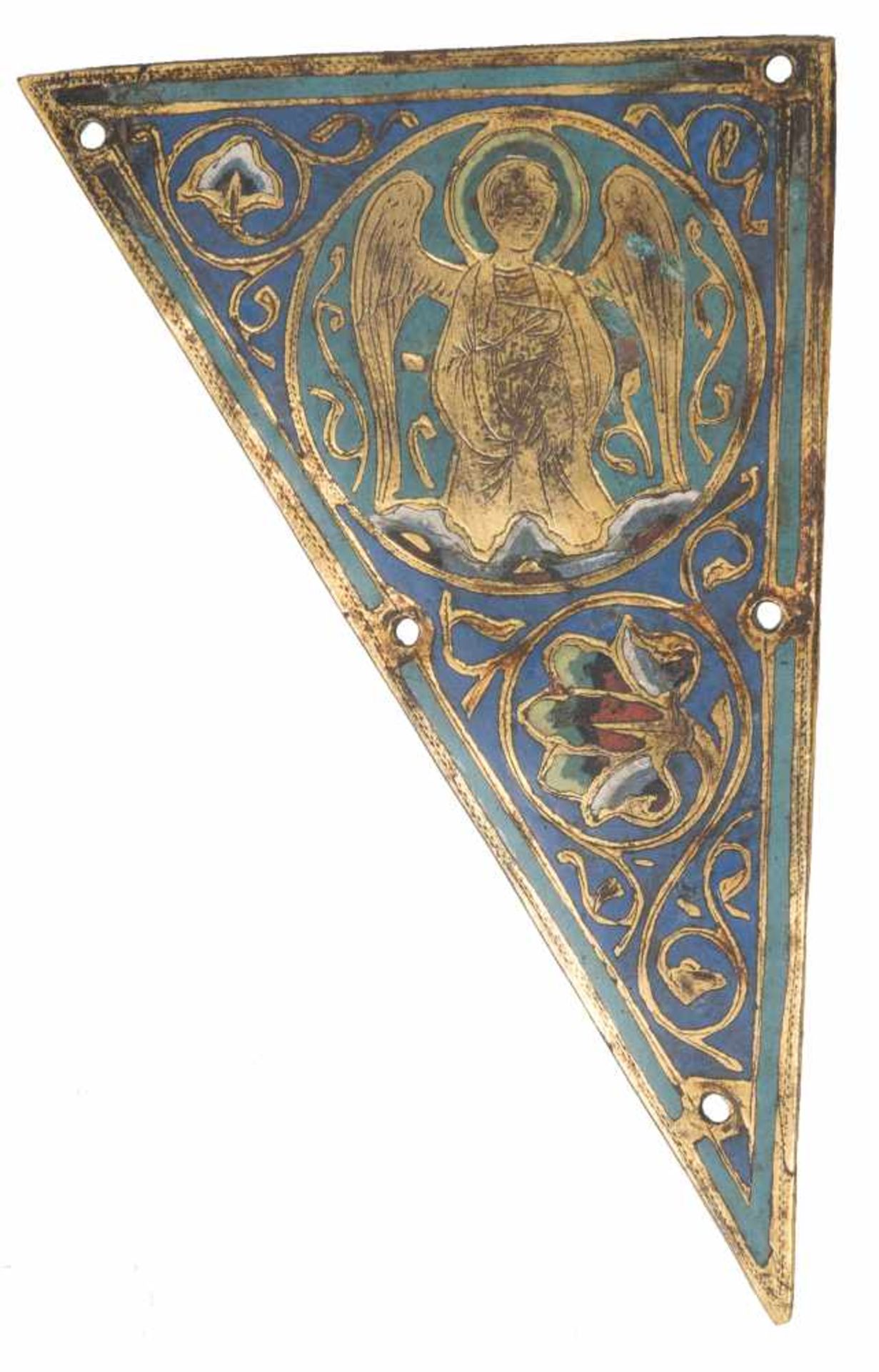 Two gilded and chased copper plaques with champlevé enamel. Limoges. France. Romanesque. Circa - Bild 3 aus 9