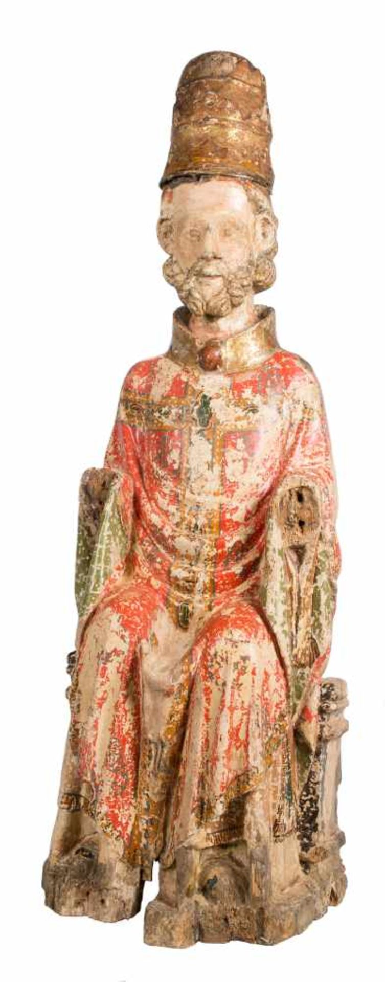 "Chair of Saint Peter". Carved, gilded and polychromed wooden sculpture. Navarra School - Rioja - Bild 4 aus 11