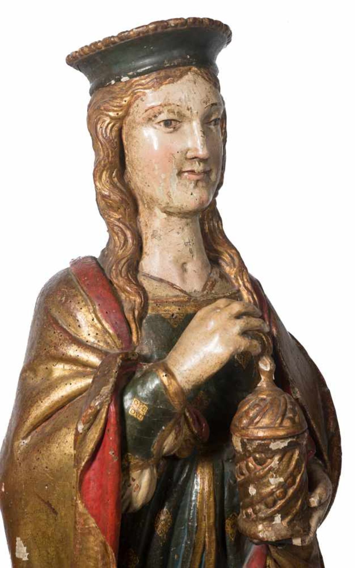 "Mary Magdalene". Carved, gilded and polychromed wooden sculpture. Italy. Renaissance. Circa 1500. - Bild 3 aus 8