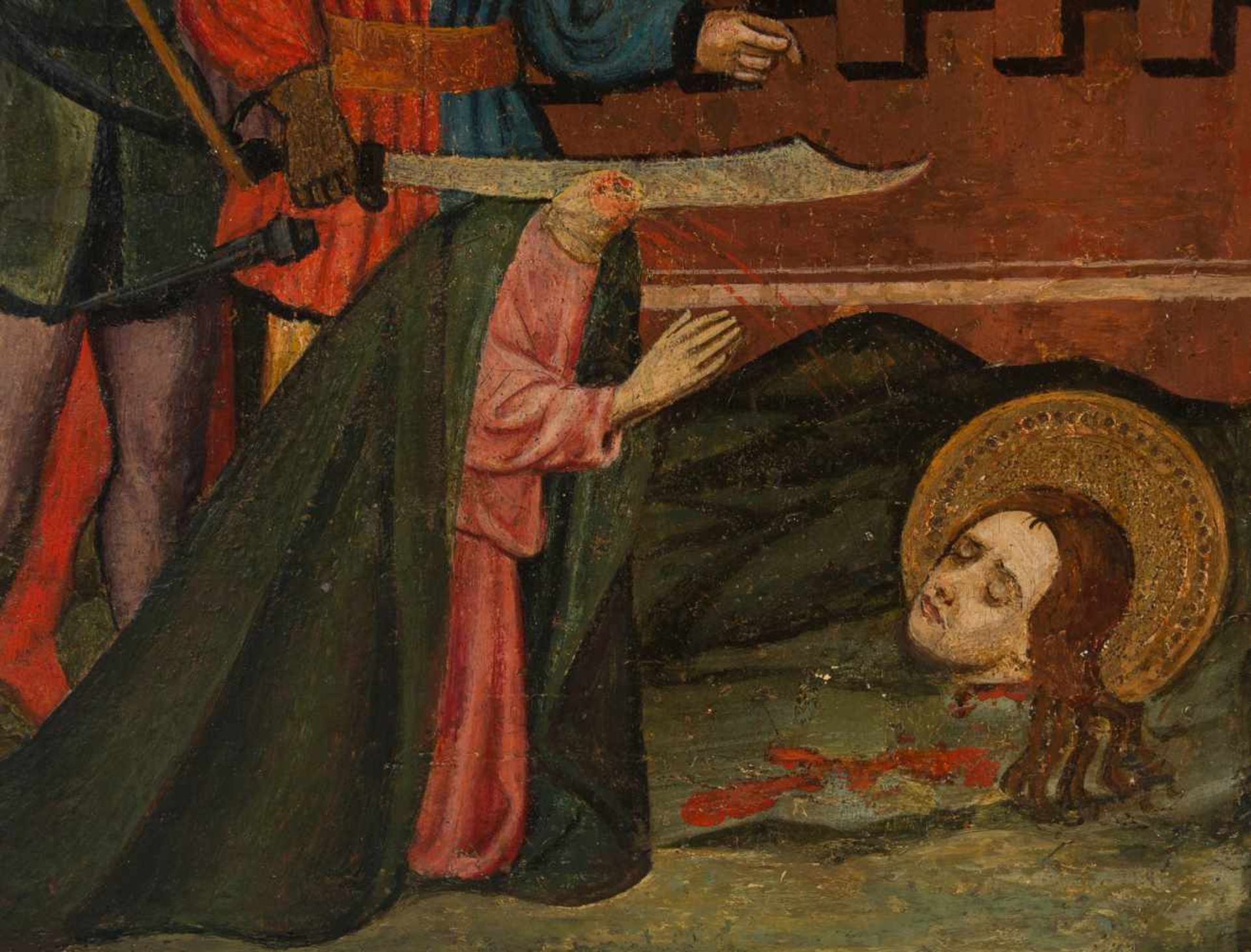 15th century Spanish School"The decapitation and the last communion of Saint Lucia"Pair of panel - Bild 4 aus 9