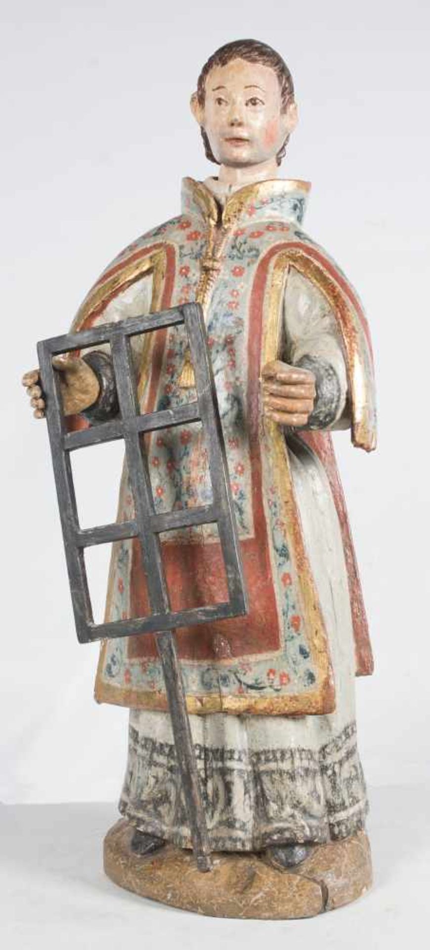 "Lawrence of Rome". Carved, polychromed and gilded wooden sculpture. 17th century. - Bild 2 aus 3