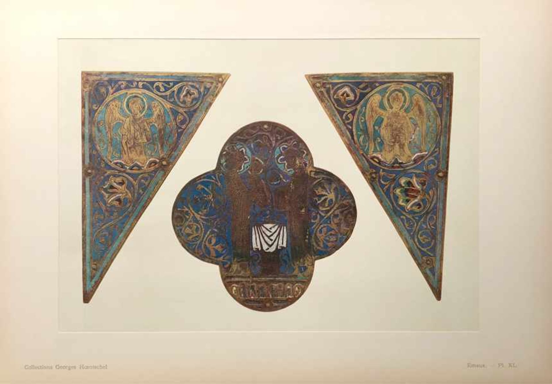 Two gilded and chased copper plaques with champlevé enamel. Limoges. France. Romanesque. Circa - Bild 9 aus 9